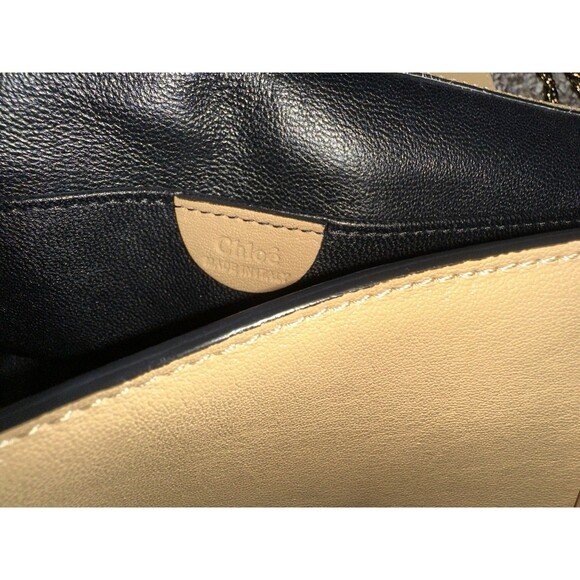 Chloe Buttercream Leather Flap Medium Turn-Lock Gold Convertible Crossbody Bag - Picture 3 of 13